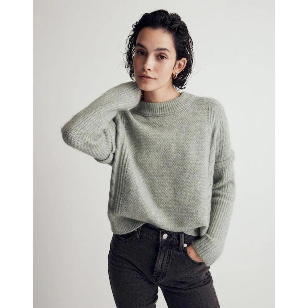 Madewell Women’s Cable Knit Havener Alpaca Wool Blend Pullover Sweater Sz L